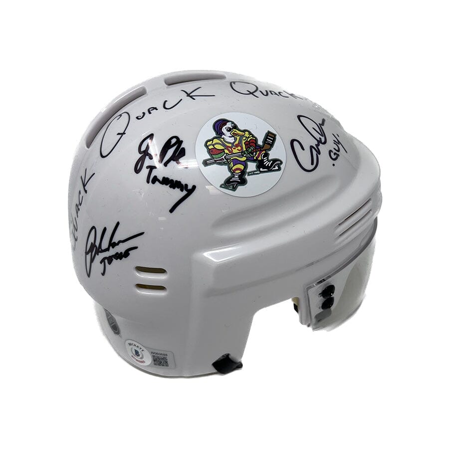 Mighty Ducks Cast Signed Mini Hockey Helmet with "Quack, Quack, Quack
