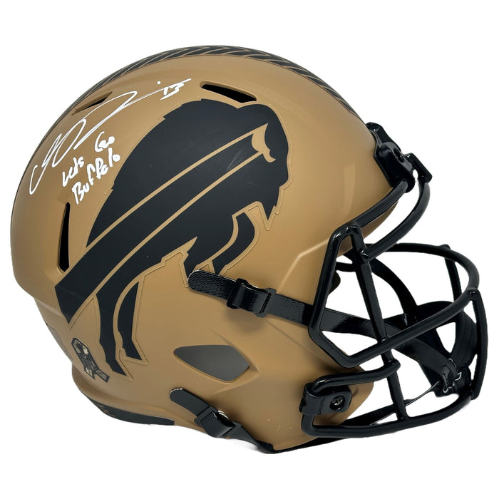 Gabriel Davis Signed Buffalo Bills Full Size 2023 Salute to Service Speed Replica Helmet with Let's Go Buffalo Signed Full Size Helmets TSE Buffalo 