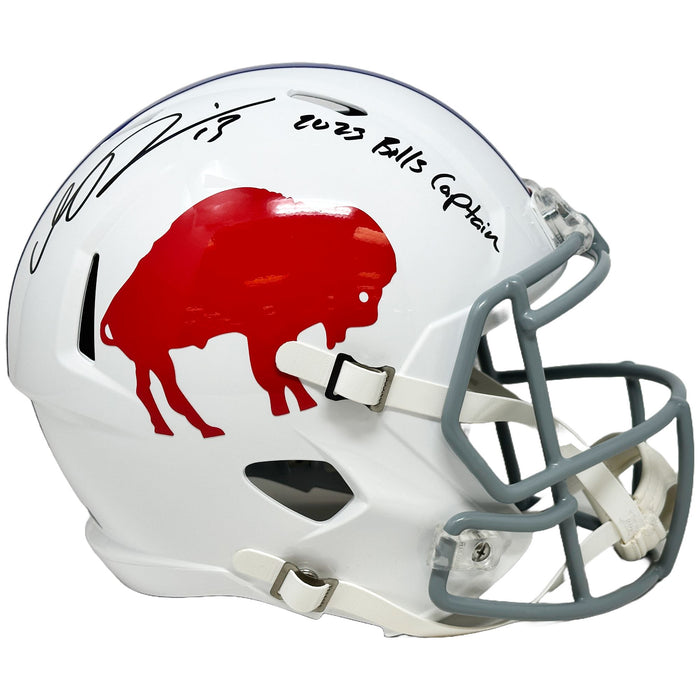 Gabriel Davis Signed Buffalo Bills Full Size Standing Buffalo Speed Replica Helmet with 2023 Bills Captain Signed Full Size Helmets TSE Buffalo 
