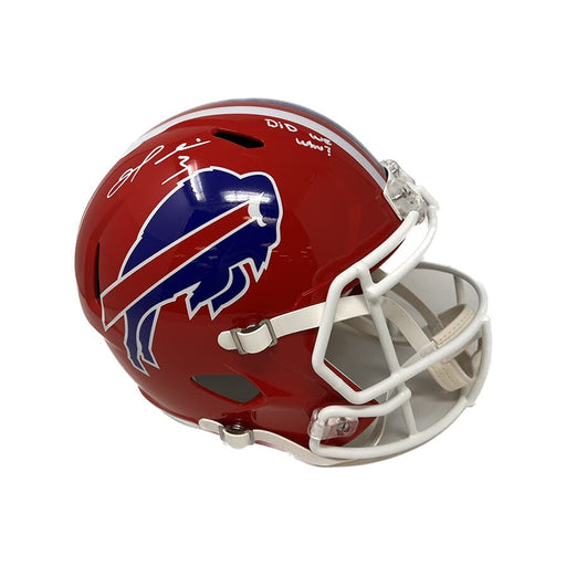 Damar Hamlin Signed Bills Red TB Full Size Replica Helmet with "Did We Win?" Signed Full Size Helmets TSE Buffalo 