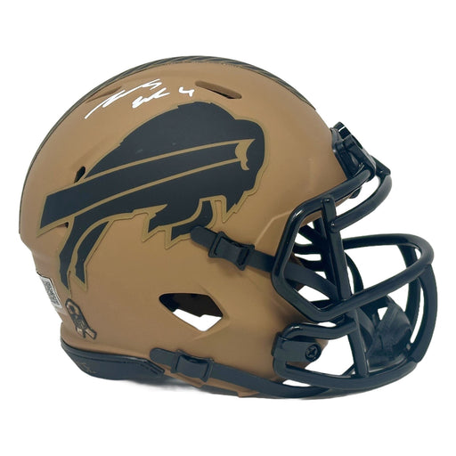 James Cook Signed Buffalo Bills 2023 Salute to Service Speed Mini Helmet Signed Mini Helmets TSE Buffalo 