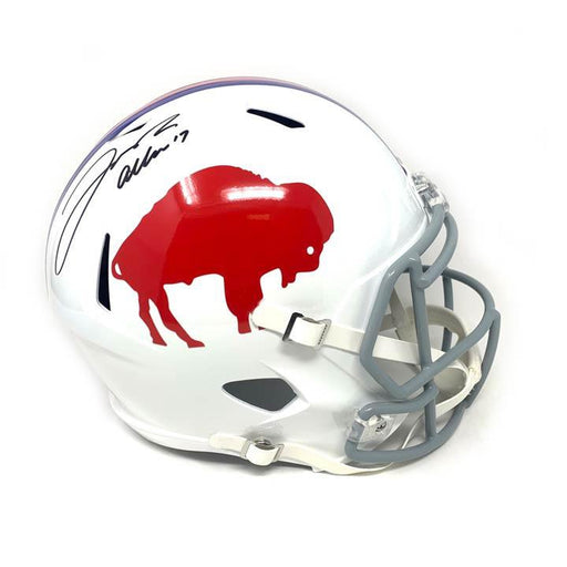 Josh Allen Autographed Buffalo Bills Full Size Replica TB Standing Buffalo Speed Helmet Signed Full Size Helmets TSE Buffalo 
