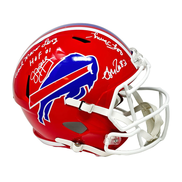 K-Gun Offense Signed Buffalo Bills Full Size Red TB Speed Replica Helmet Signed Helmets TSE Buffalo Levy Inscription: Coach 