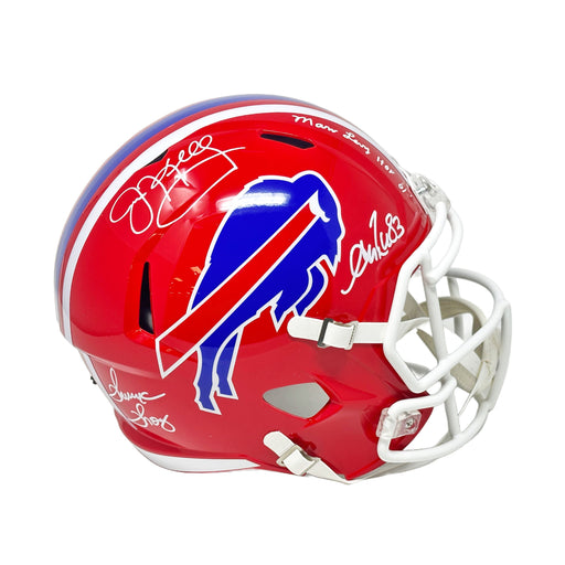 K-Gun Offense Signed Buffalo Bills Full Size Red TB Speed Replica Helmet Signed Helmets TSE Buffalo Levy Inscription: HOF 