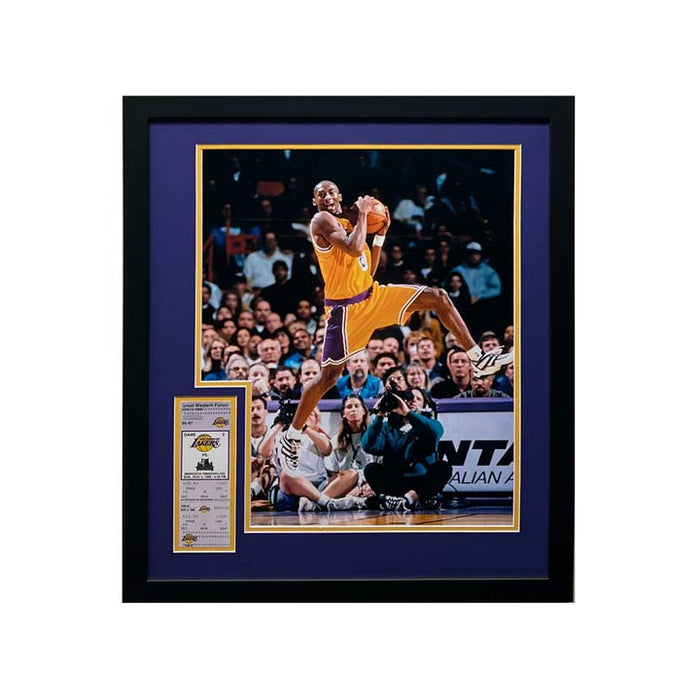 Kobe Bryant Jumping with Ball Unsigned 16x20 Photo with Replica Ticket - Professionally Framed Signed Photos TSE Framed 