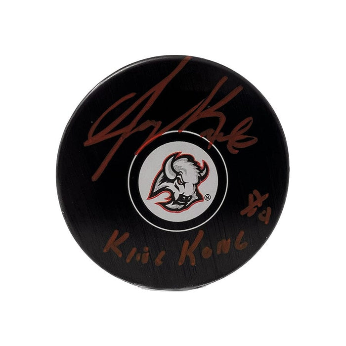 Jerry Korab Signed Sabres Goathead Puck with "King Kong" Signed Hockey Puck TSE Buffalo 