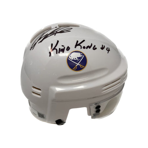 Jerry Korab Signed Sabres White Mini Helmet with "King Kong" Signed Hockey Mini Helmet TSE Buffalo 