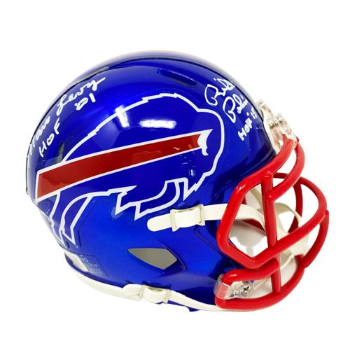 Marv Levy and Bill Polian Dual Signed Buffalo Bills Flash Mini Helmet with HOF 01 and HOF 15 Signed Mini Helmets TSE Buffalo 