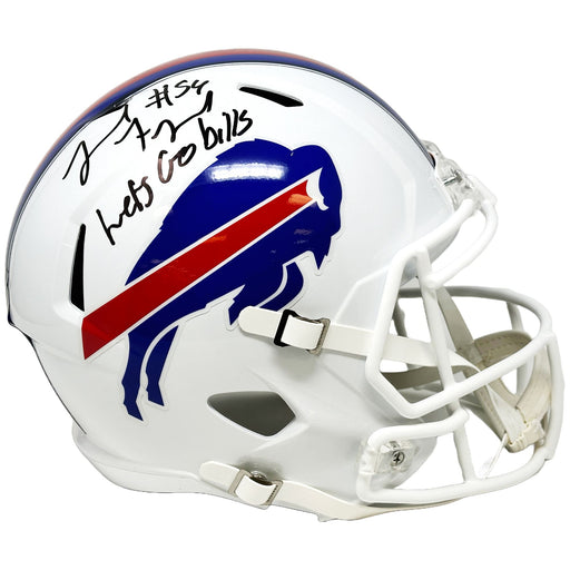 Leonard Floyd Signed Buffalo Bills Full Size 2021 Speed Replica Helmet with Let's Go Bills Signed Full Size Helmets TSE Buffalo 