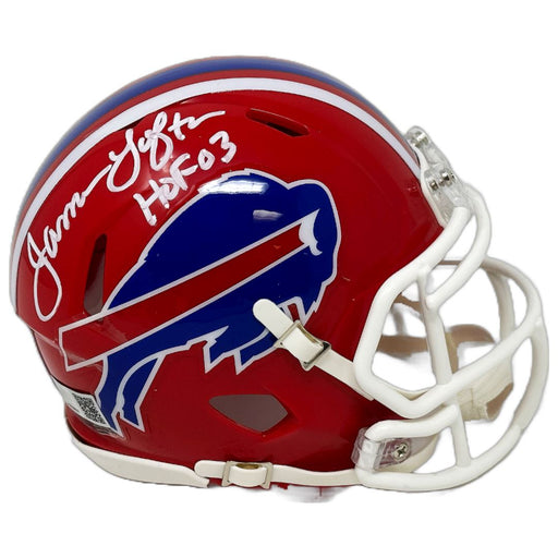 James Lofton Signed Buffalo Bills Red TB Speed Mini Helmet with HOF '03 Signed Mini Helmets TSE Buffalo 