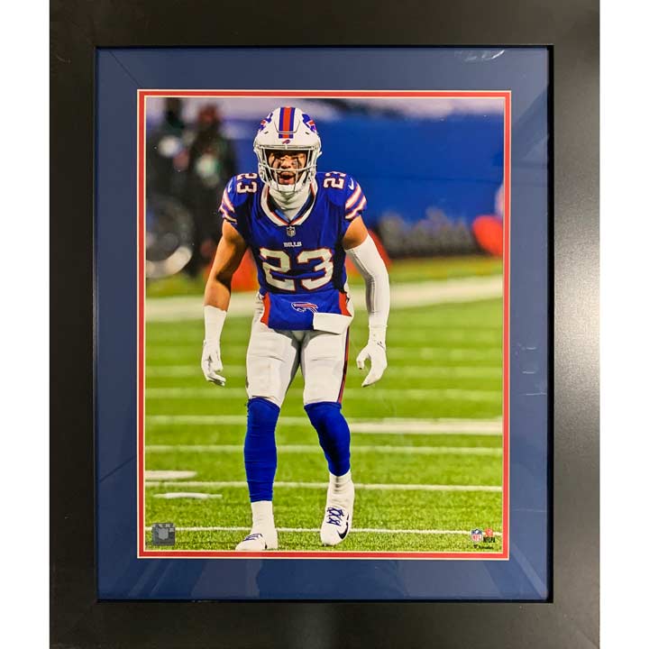 Micah Hyde Spotlight All White 16x20 Photo with Pick 6 — TSE Buffalo