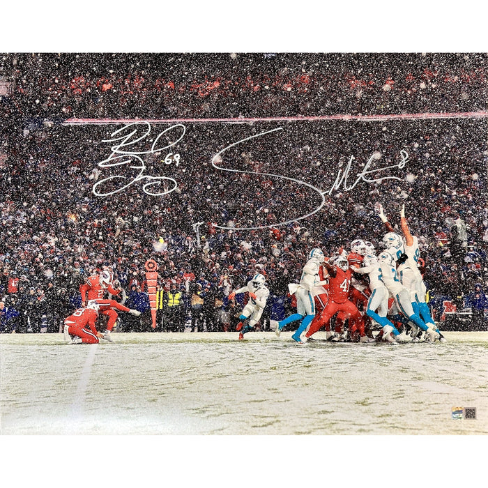 Reid Ferguson and Sam Martin Dual Signed Snow Photo Signed Photos TSE Buffalo 16x20 