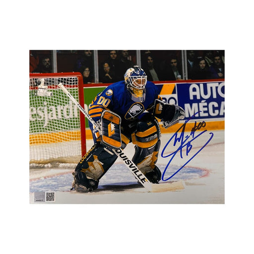 Martin Biron Signed Sabres Wearing #00 Photo Signed Hockey Photo TSE Buffalo 