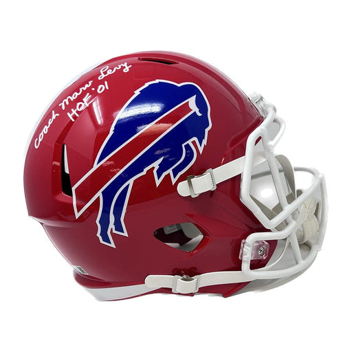 Marv Levy Signed Buffalo Bills Red TB Full Size Replica Helmet "Coach" & "HOF 01" Signed Full Size Helmets TSE Buffalo 