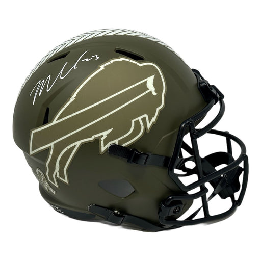 Micah Hyde Signed Buffalo Bills Full Size Salute to Service Speed Replica Helmet Signed Full Size Helmets TSE Buffalo 