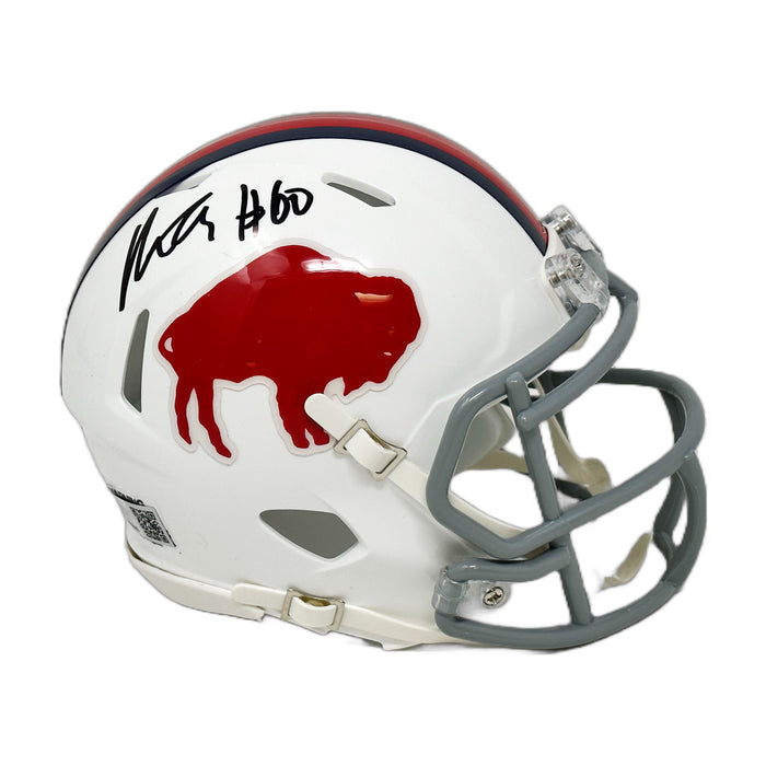 Mitch Morse Signed Buffalo Bills Standing Buffalo Speed Mini Helmet Signed Mini Helmets TSE Buffalo 