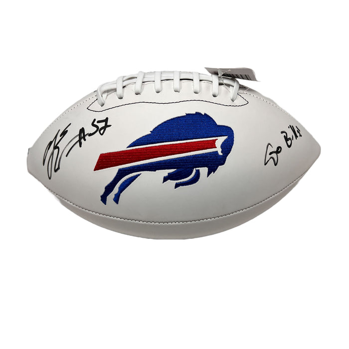 A.J. Epenesa Signed Buffalo Bills White Logo Football with "Go Bills" Signed Footballs TSE Buffalo 