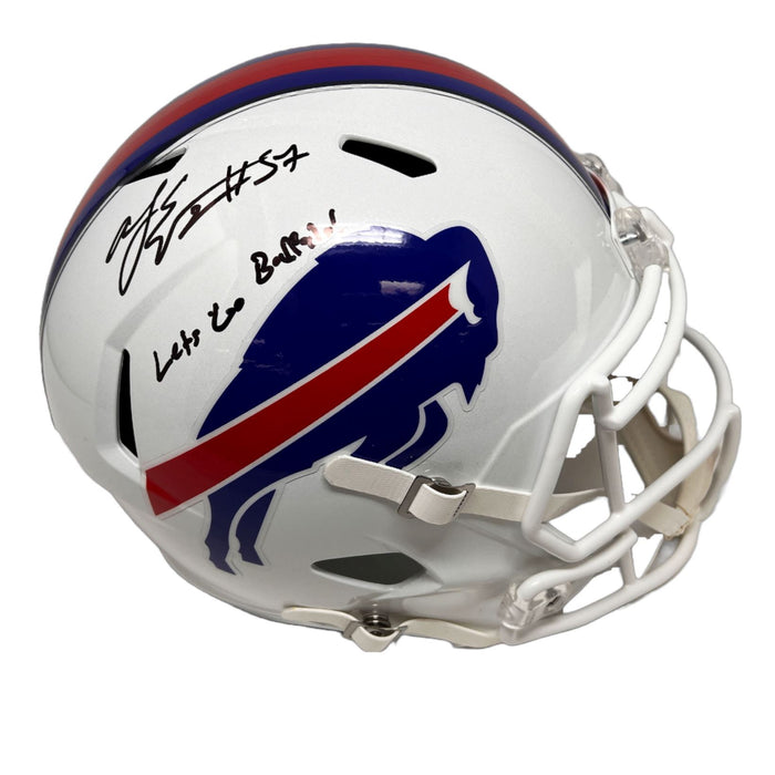 A.J Epenesa Signed Buffalo Bills Full Size 2021 Speed Replica Helmet with "Let's Go Buffalo" Signed Helmets TSE Buffalo 