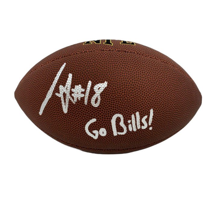 Justin Shorter Signed Wilson Replica Football with "Go Bills!" Signed Football TSE Buffalo 