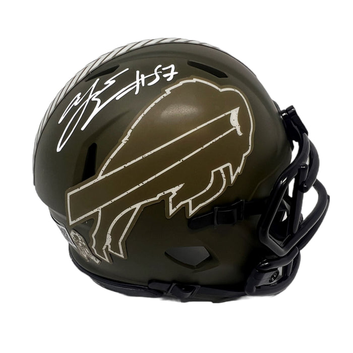 A.J Epenesa Signed Buffalo Bills Salute to Service Speed Mini Helmet Signed Mini Helmets TSE Buffalo 