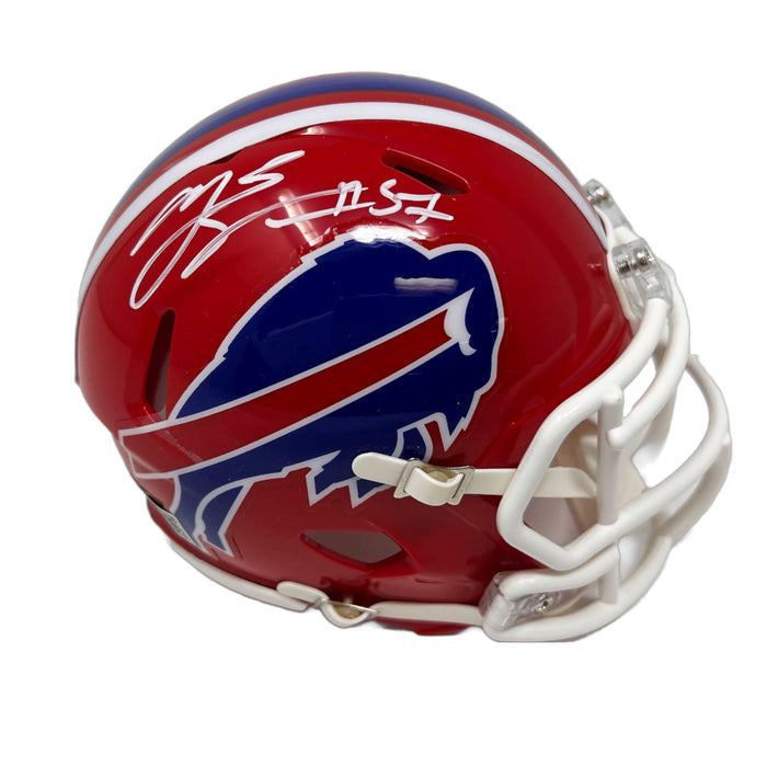 A.J Epenesa Signed Buffalo Bills Red TB Speed Mini Helmet Signed Mini Helmets TSE Buffalo 