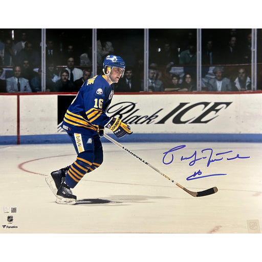 Pat LaFontaine Skating in Blue Side View Signed 16x20 Photo Signed Hockey Photo TSE Buffalo 