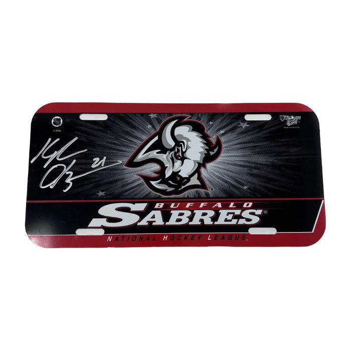 Kyle Okposo Signed Buffalo Sabres Goathead Logo License Plate Signed Hockey Mini Stick TSE Buffalo 