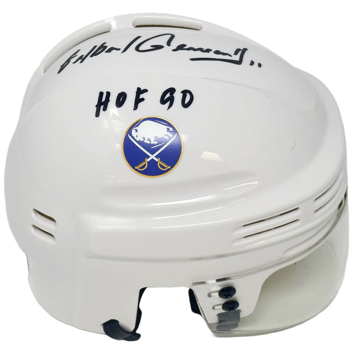 Gilbert Perreault Signed Buffalo Sabres White Mini Helmet with HOF 90 Signed Hockey Mini Helmet TSE Buffalo 