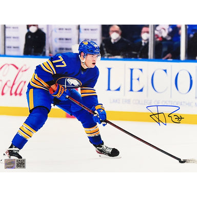 JJ Peterka Skating with Puck in Blue Signed 8x10 Photo Signed Hockey Photo TSE Buffalo 
