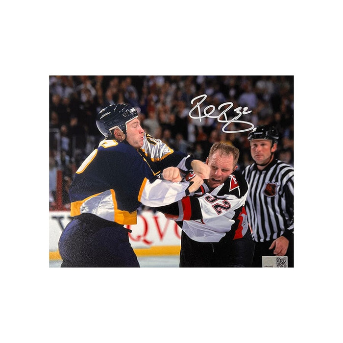 Rob Ray Signed Buffalo Sabres Fight vs Predators Signed Photo Signed Photos TSE Buffalo 8x10 White Ink 