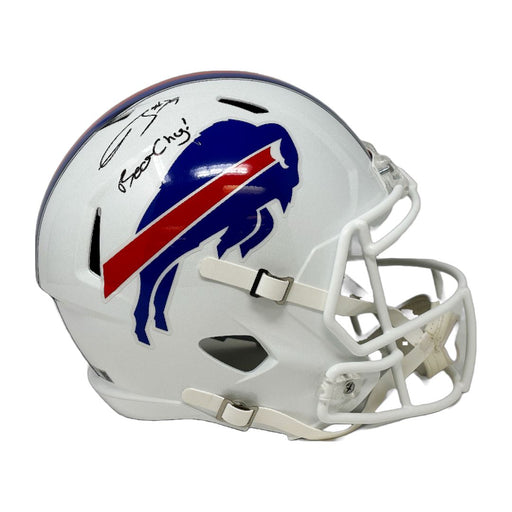 Spencer Brown Signed Buffalo Bills Full Size 2021 Speed Replica Helmet with Beer Chug! Signed Full Size Helmets TSE Buffalo 