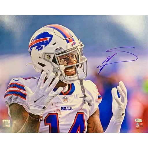Stefon Diggs Signed Hands Up in White 16x20 Photo Signed Photos TSE Buffalo 