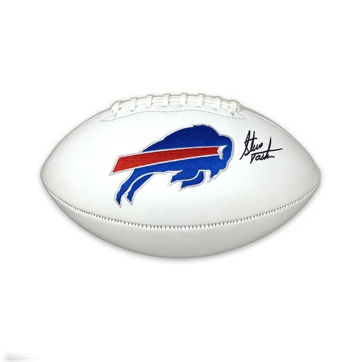Steve Tasker Signed Buffalo Bills White Logo Football — TSE Buffalo