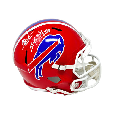 Steve Tasker Signed Buffalo Bills Full Size Red TB Speed Replica Helmet with Might Be Chilly Signed Full Size Helmets TSE Buffalo 