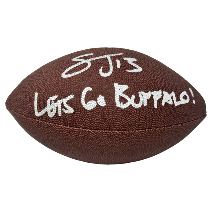Stevie Johnson Signed Wilson Replica Football with Let's Go Buffalo! Signed Football TSE Buffalo 