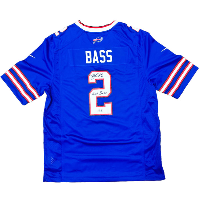 Tyler Bass Signed Buffalo Bills Blue Nike Game Player Jersey with Kick Bass Signed Jerseys TSE Buffalo 