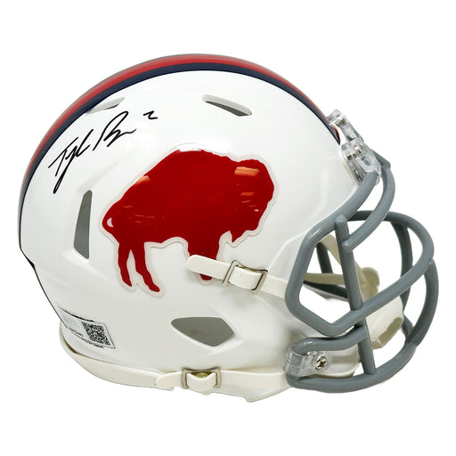 Tyler Bass Signed Buffalo Bills Standing Buffalo Speed Mini Helmet Signed Mini Helmets TSE Buffalo 