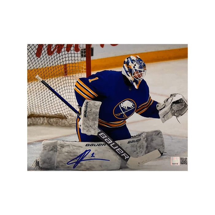 Ukko-Pekka Luukkonen Signed In Net in Blue 8x10 Photo Signed Hockey Photo TSE Buffalo 