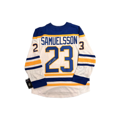 Mattias Samuelsson Signed Sabres Authentic Fanatics White Jersey TSE Buffalo 