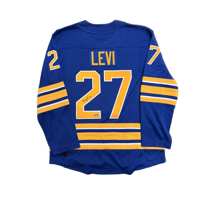 Devon Levi Signed Sabres Authentic Fanatics Blue Jersey TSE Buffalo 