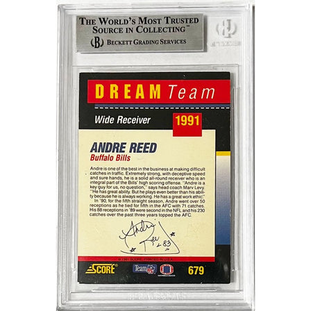 Andre Reed Buffalo Bills Signed 1991 Score Player Card TSE Buffalo 
