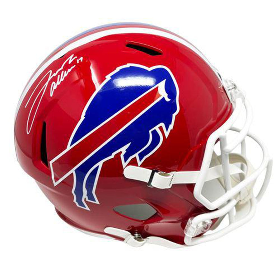 JOSH ALLEN SIGNED F/S REPLICA RED THROWBACK SPEED BILLS HELMET BECKETT