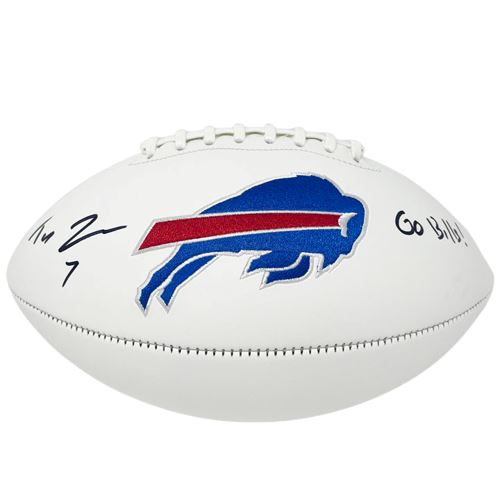 Taron Johnson Signed Buffalo Bills White Logo Football with Go Bills Signed Footballs TSE Buffalo 