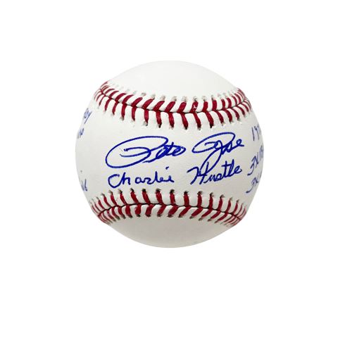 Pete Rose Signed MLB Baseball with STAT Signed Baseball TSE Buffalo 