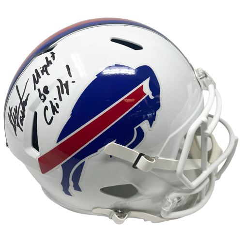 Steve Tasker Signed Buffalo Bills 2021 Full Size Speed Replica Helmet with Might Be Chilly Signed Full Size Helmets TSE Buffalo 