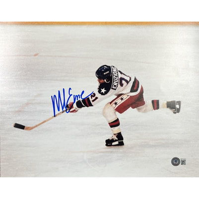 Mike Eruzione Signed Olympic Hockey Team Chasing Puck 11x14 Photo Signed Photos TSE Buffalo 