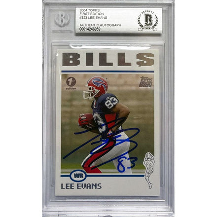 Lee Evans Signed Buffalo Bills 2004 Topps First Edition Rookie Card Signed Cards TSE Buffalo 