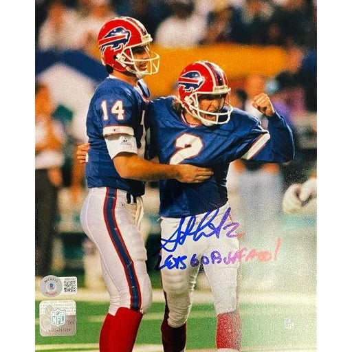 Steve Christie Signed Fist Pump 8x10 Photo with Lets Go Buffalo