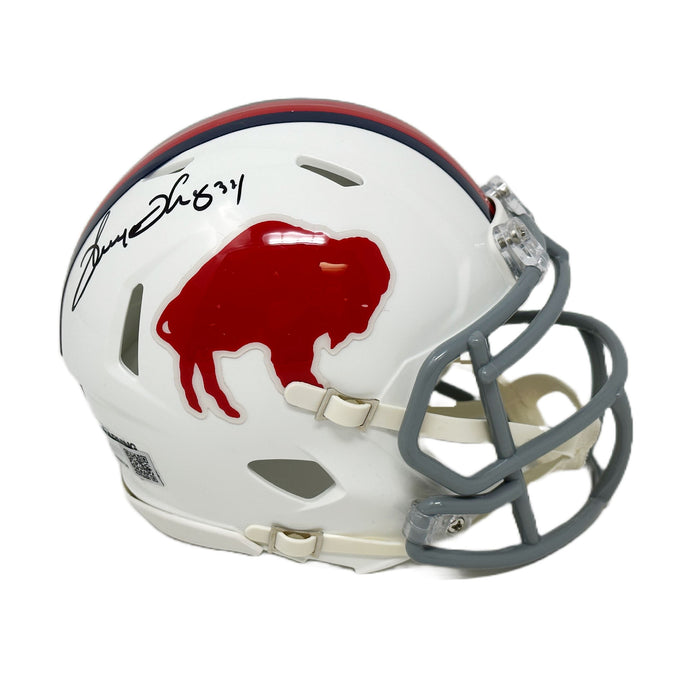 Thurman Thomas Signed Buffalo Bills Standing Buffalo Speed Mini Helmet Signed Mini Helmets TSE Buffalo 