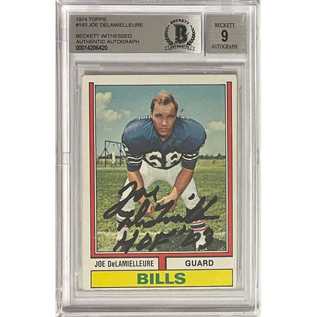Joe DeLamielleure Buffalo Bills Signed 1974 Topps Player Card - Mint 9 TSE Buffalo 